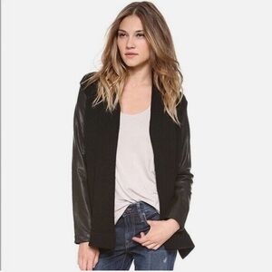 Armani Exchange Black Mixed-Material Open-Front Blazer